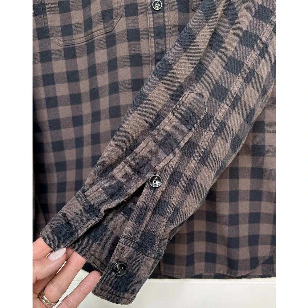 J CREW Buffalo Plaid Cotton Flannel Shirt Brown Black Button Up‎ Mens M Casual